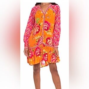 Tolani Pink and Orange Patterned Dress